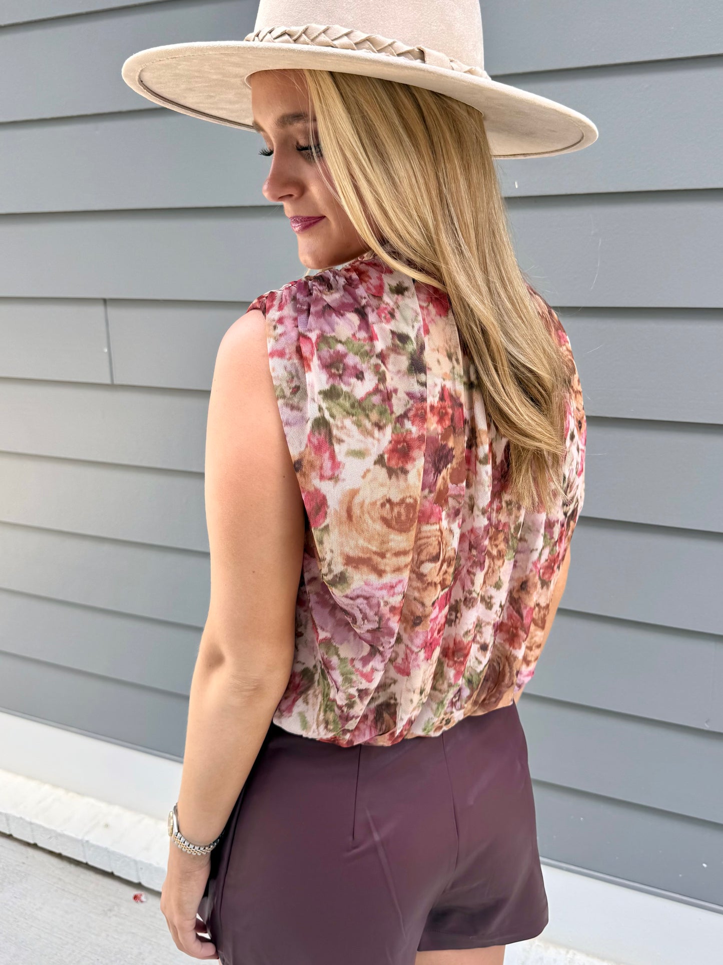 Multi Floral Sleeveless Bodysuit