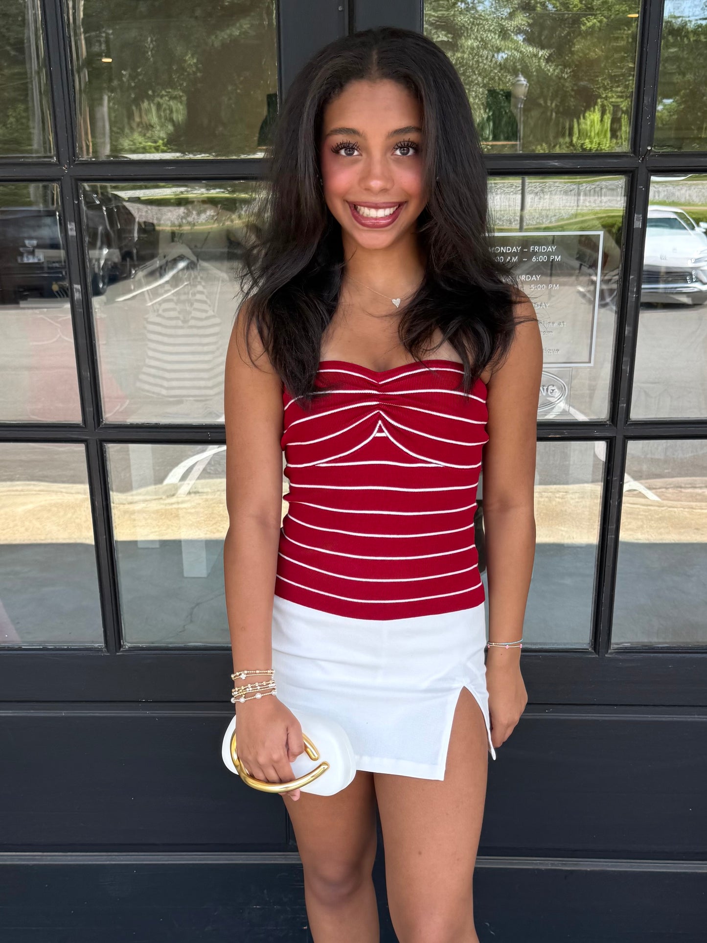 Crimson Stripe Tube Top