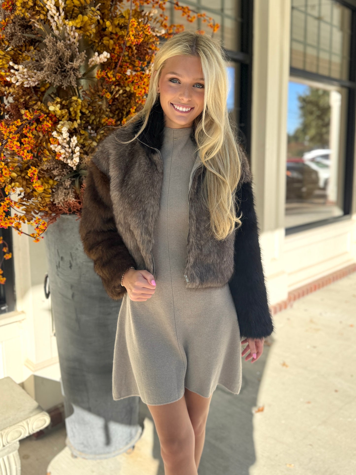 Midnight Mocha Crop Fur Jacket