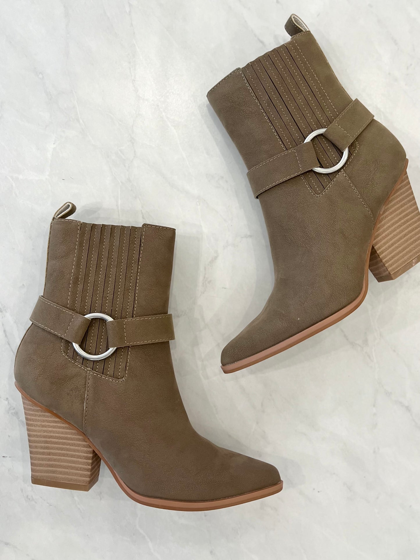 Distressed Leather Moto Bootie