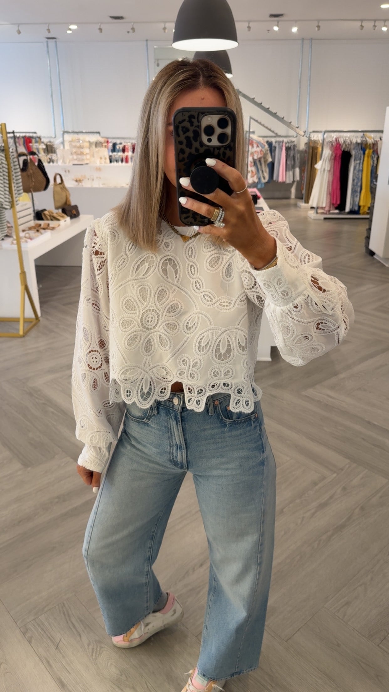 White Embr. Lace Blouse