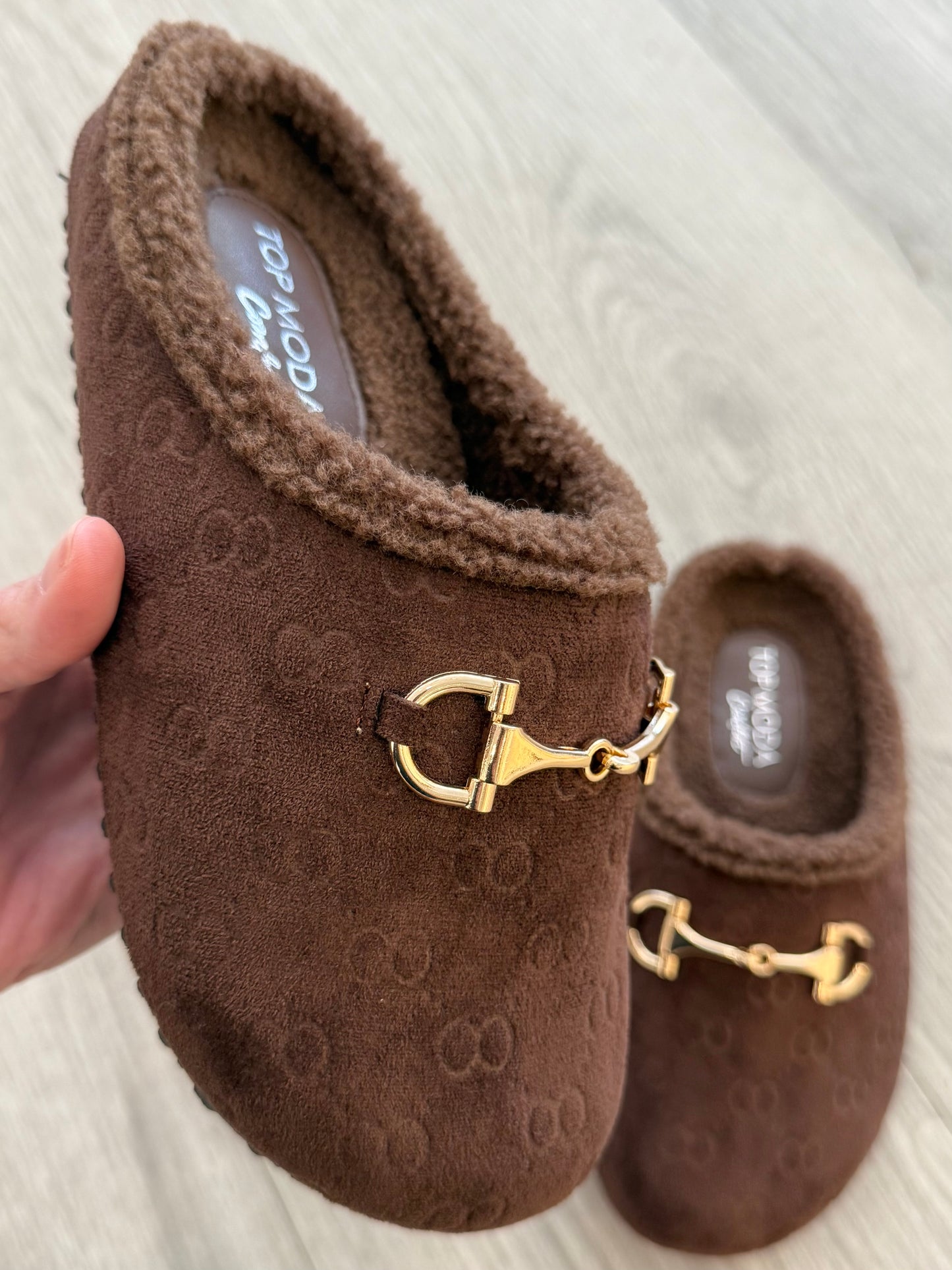 Brown Suede Horsebit Mule