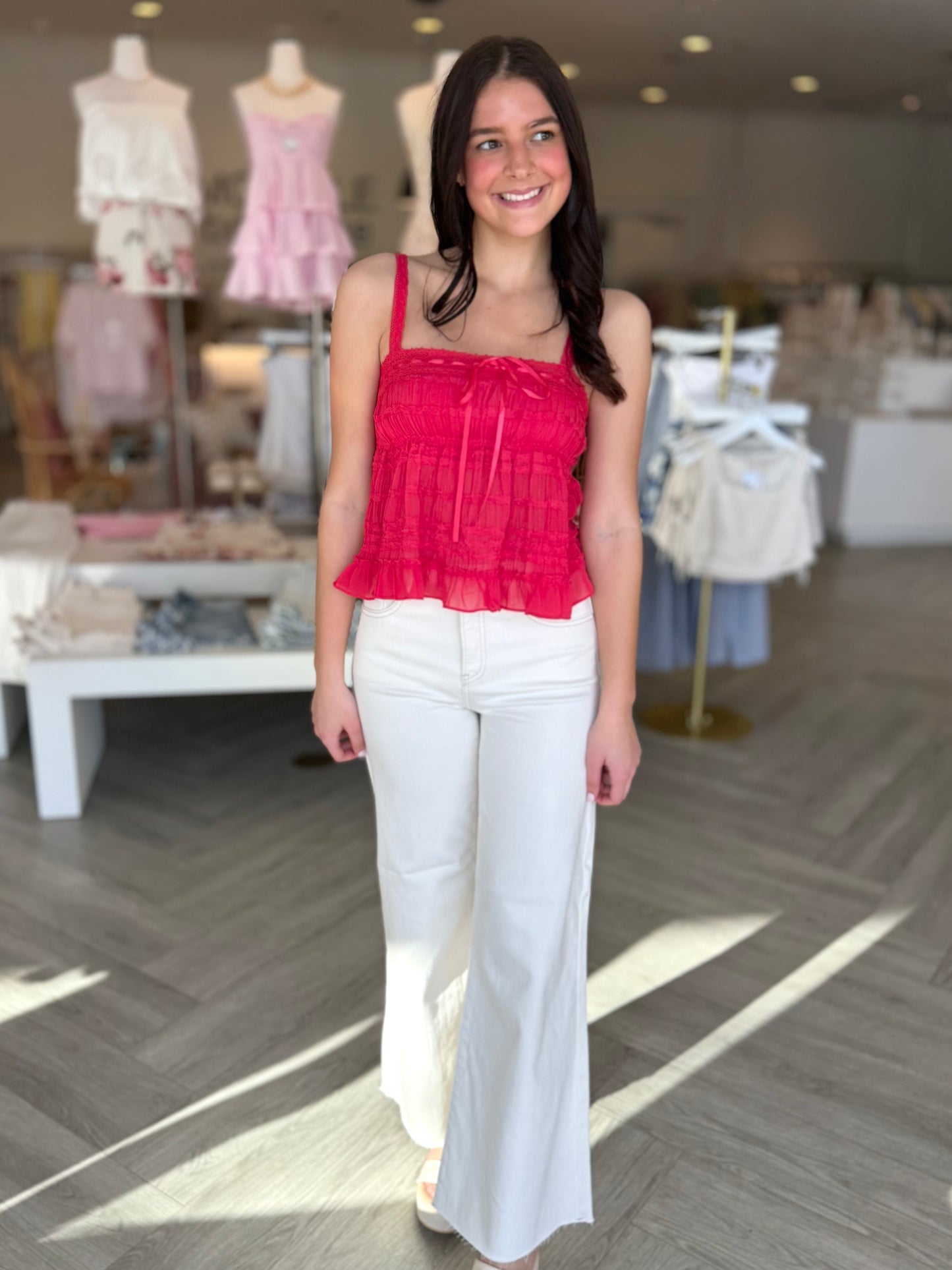 Tiered Ruffle Lace Cami Top
