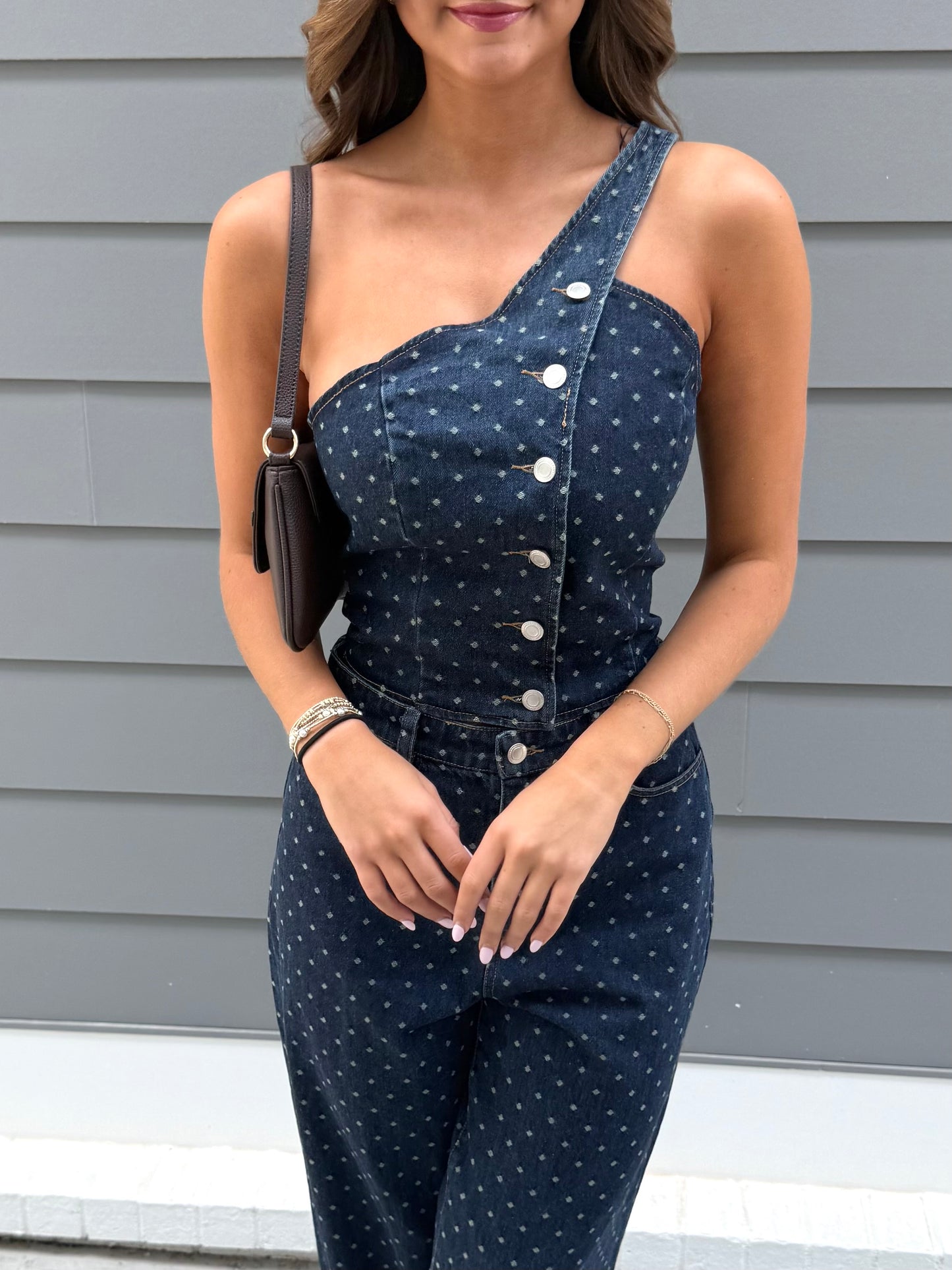Denim Polka Dot Top