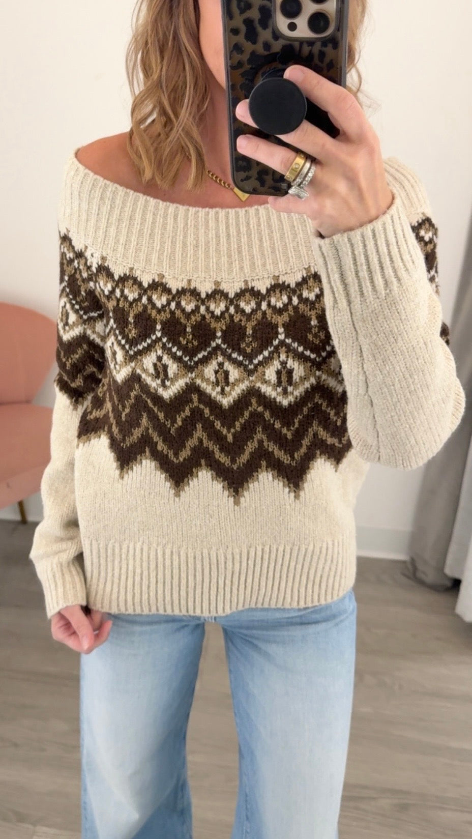 Brown Multi Sweater Top