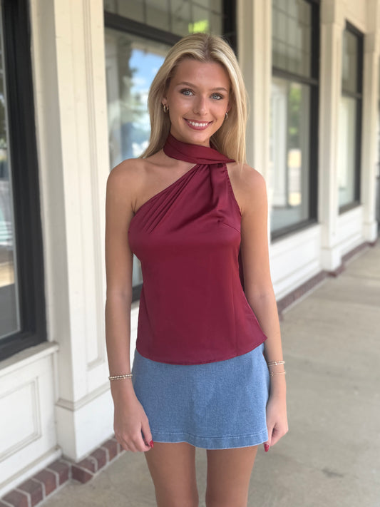 Maroon Scarf Top