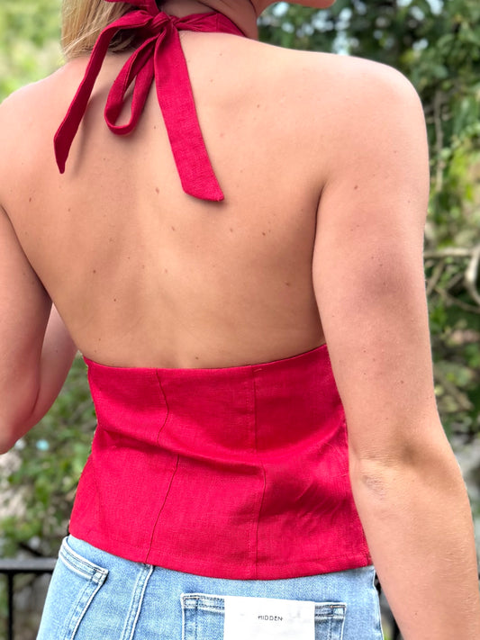 Linen Slit Halter Top (3 colors)