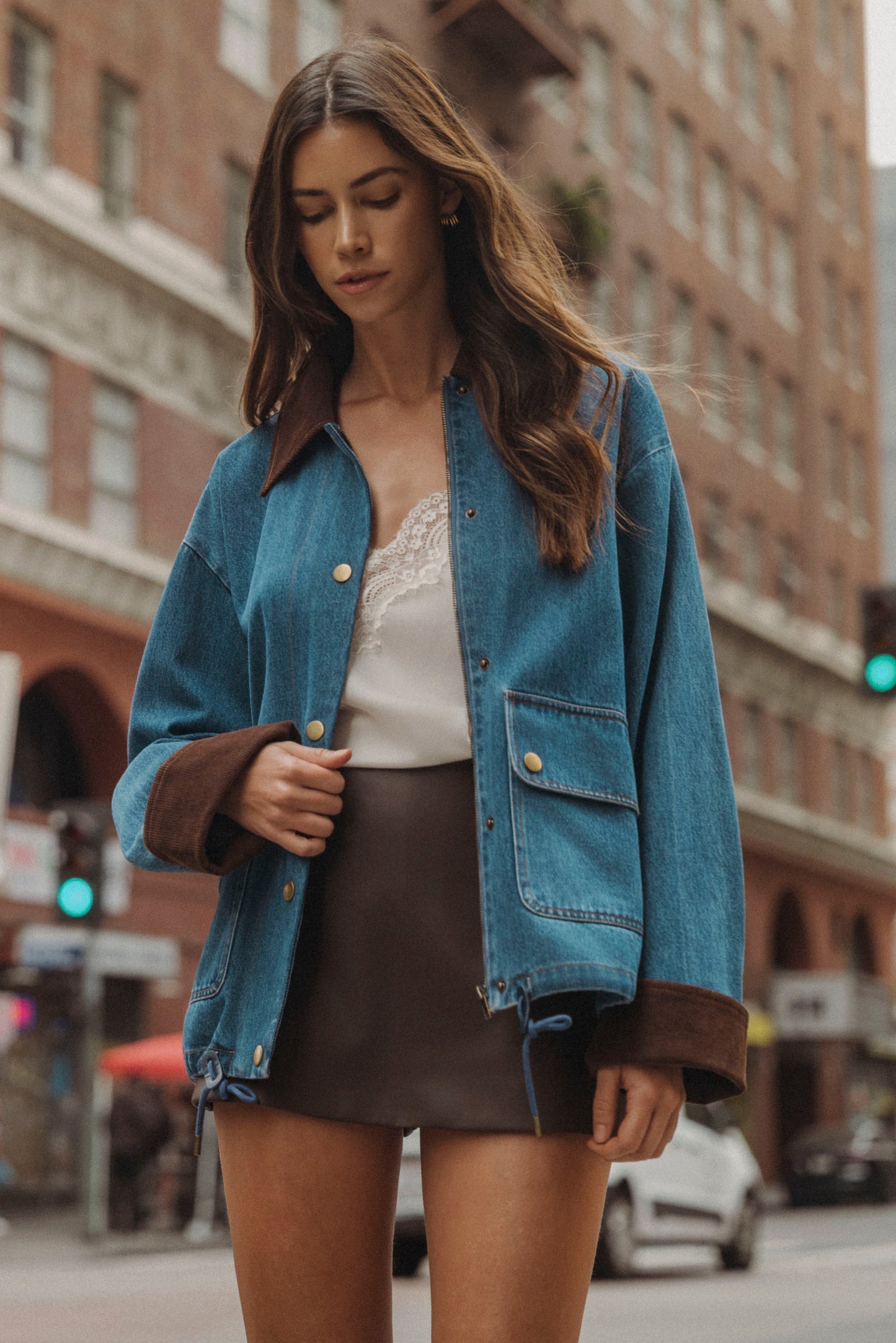 Contrast Collar Denim Jacket