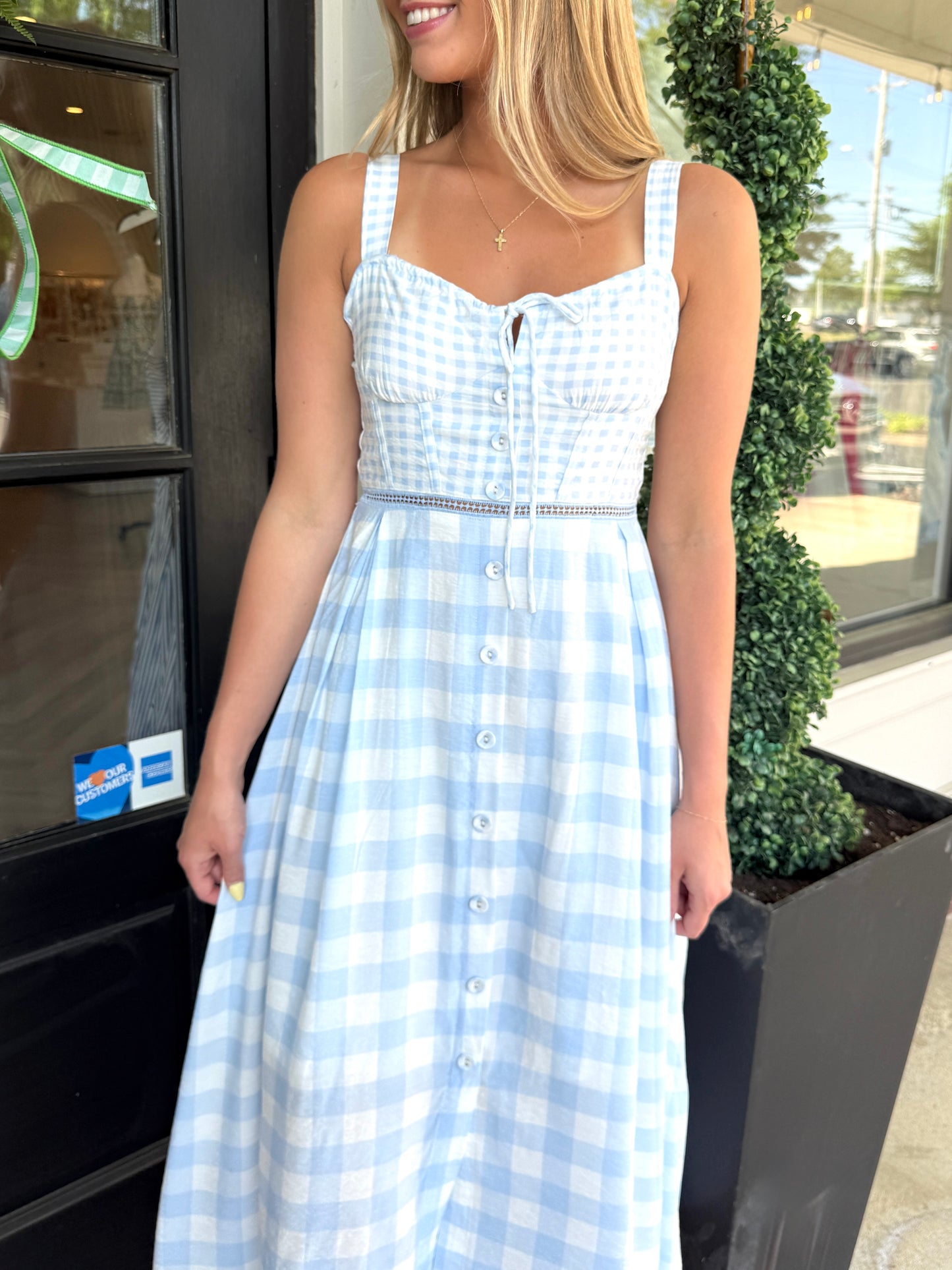 Blue Plaid Corset Midi