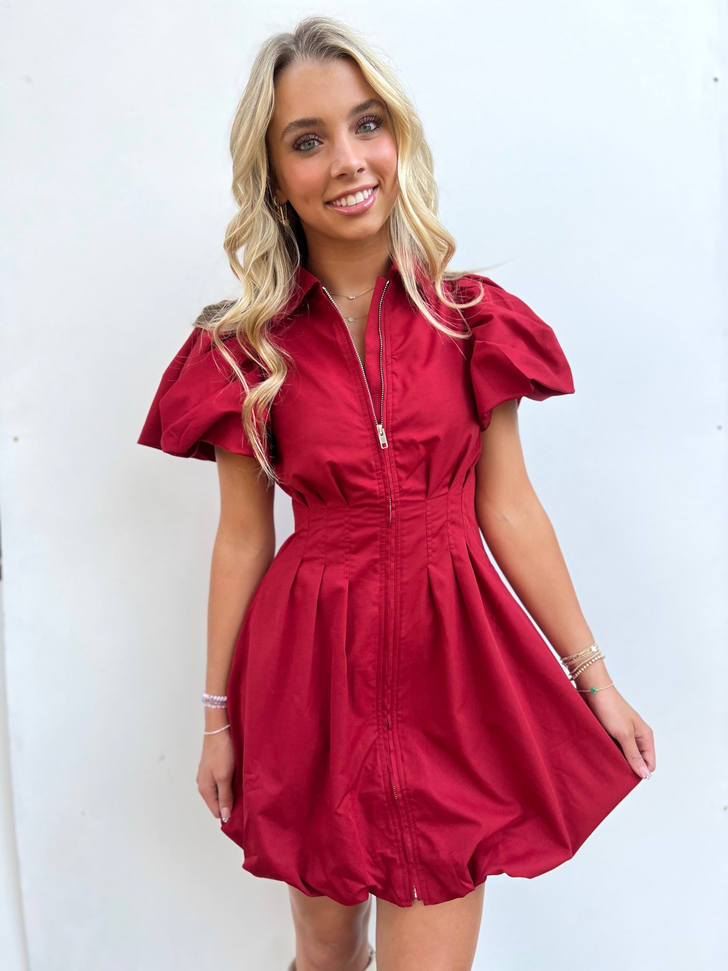 Zip Puff Bubble Dress