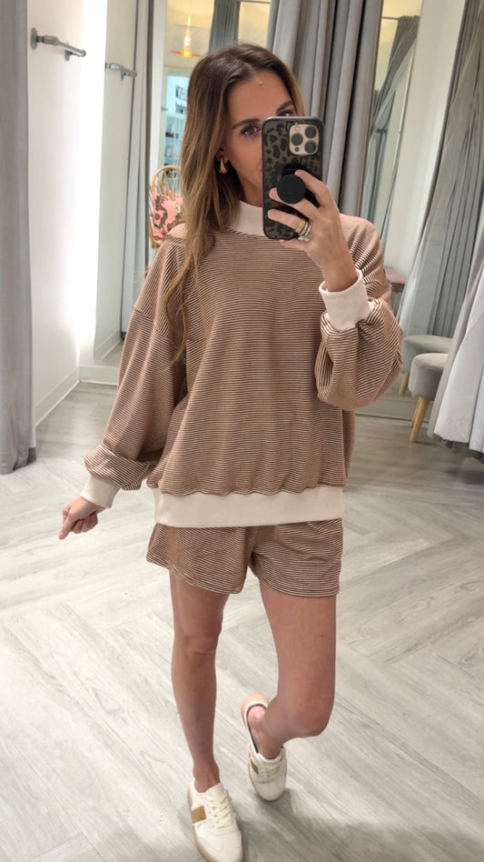 Mock Neck Stripe Top (2 colors)