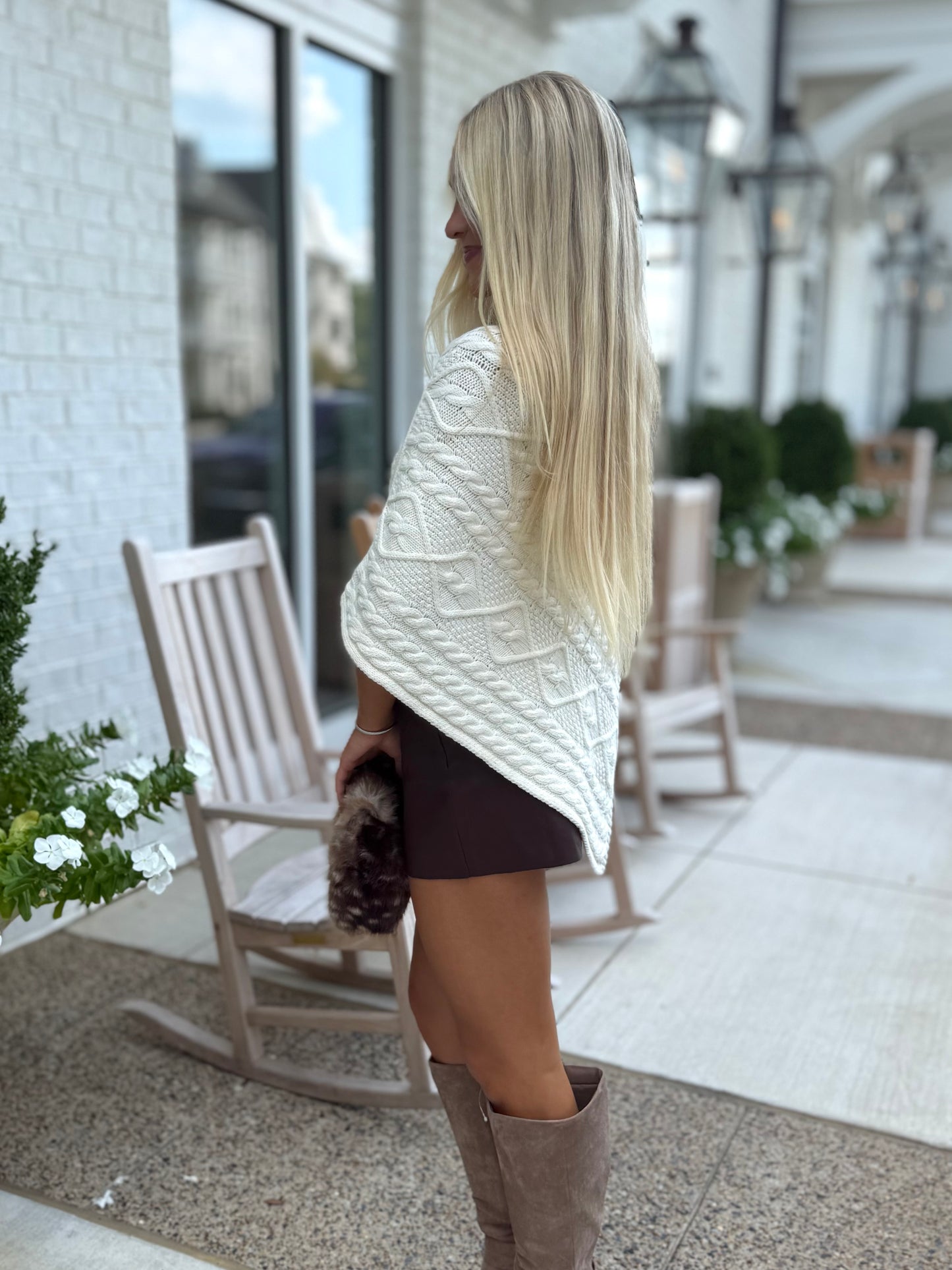 Ivory Poncho Sweater
