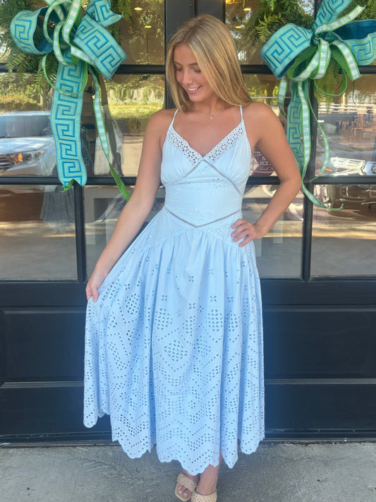 Border Eyelet Flare Midi (2 colors)