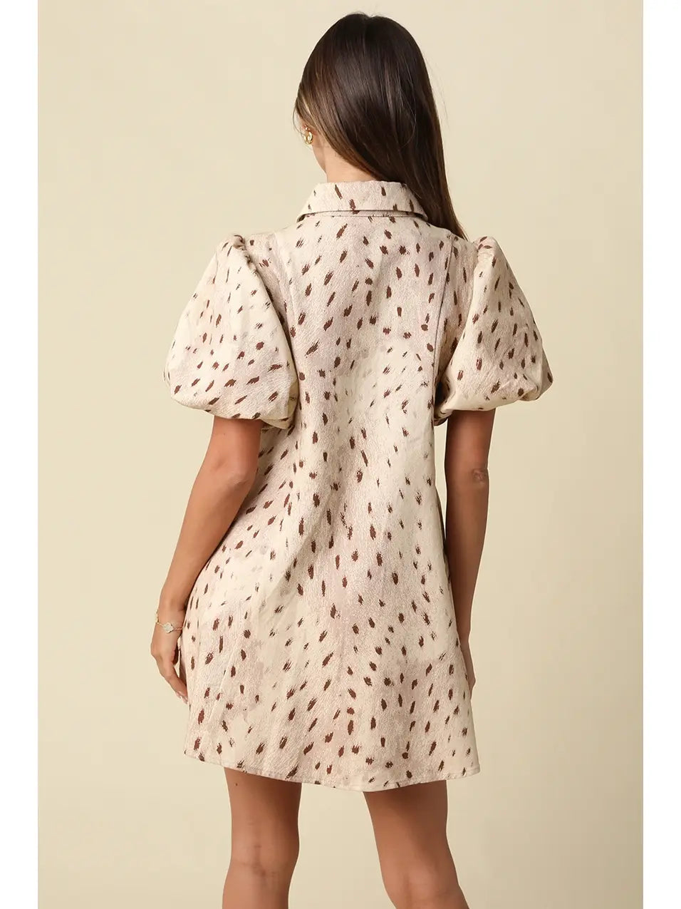 Deer Print Gold Button Dress