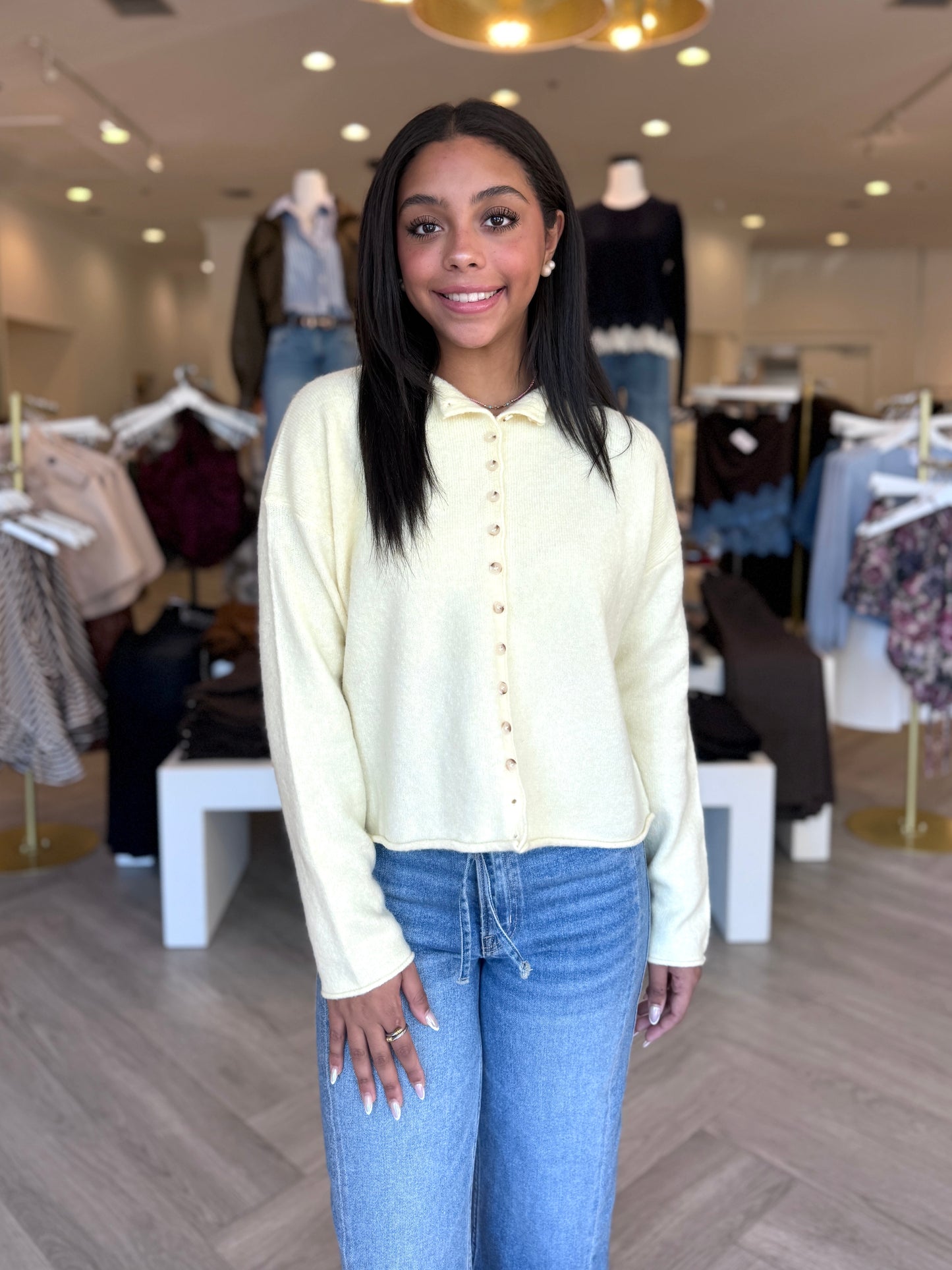 Raw Edge Mock Cardigan (2 colors)