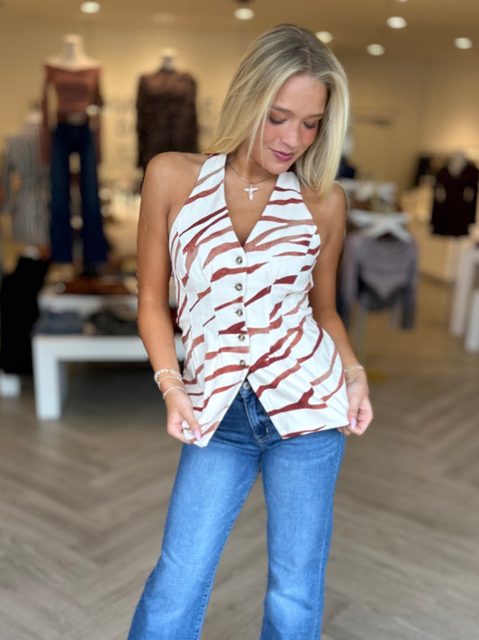 Zebra Stripe Halter Vest