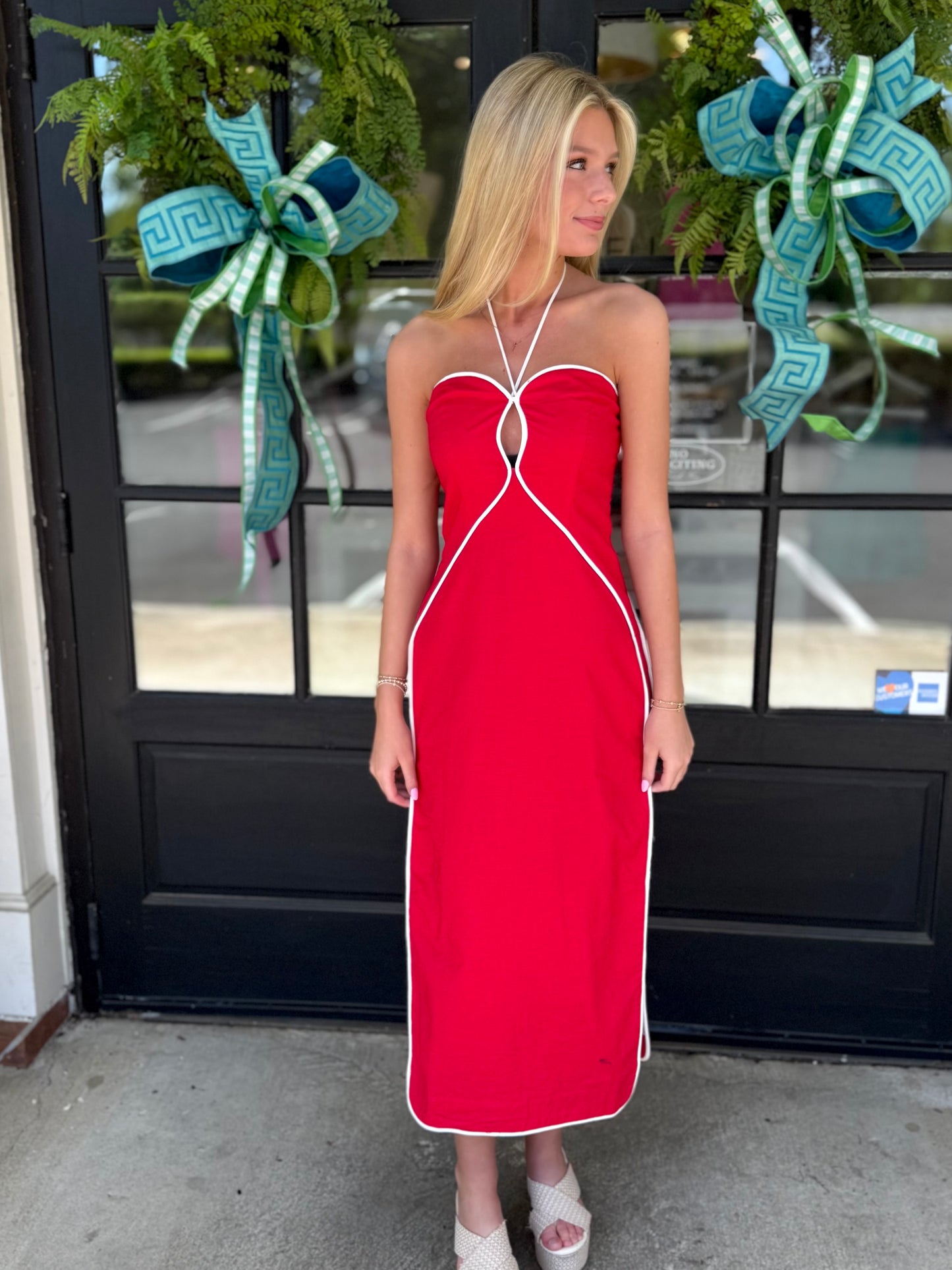Contrast Piping Slit Midi (5 colors)