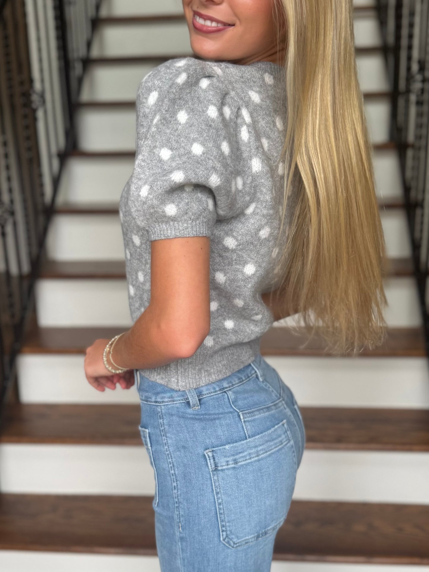 Puff S/S Dot Cardigan