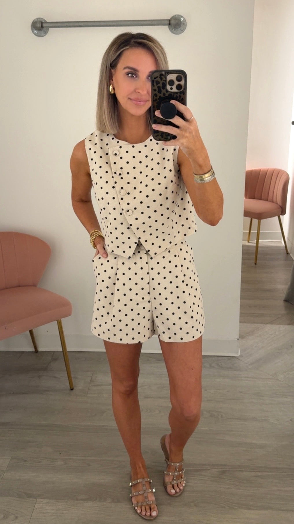 Oatmeal Polka Dot Vest