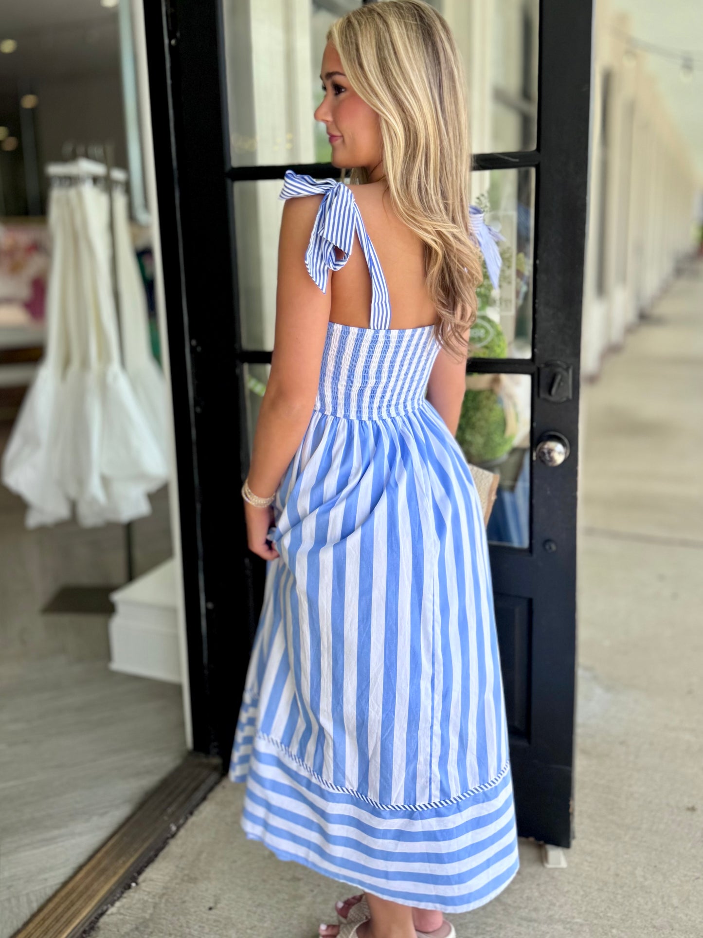 Corset Striped Midi