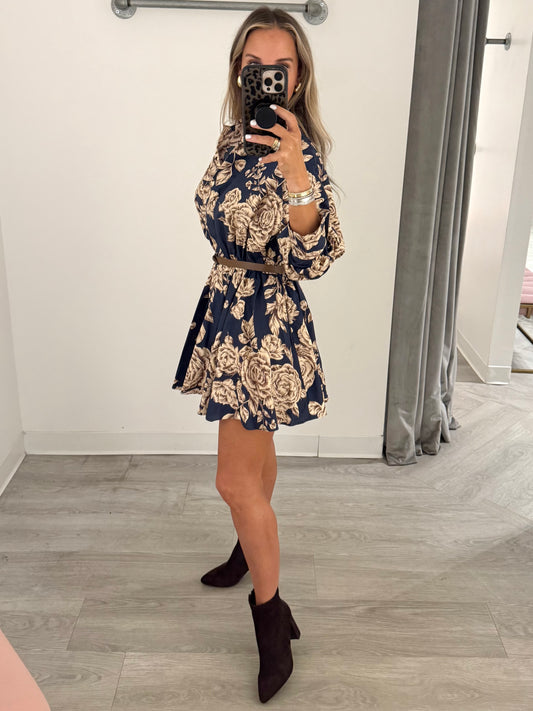 Midnight Floral L/S Belt Mini