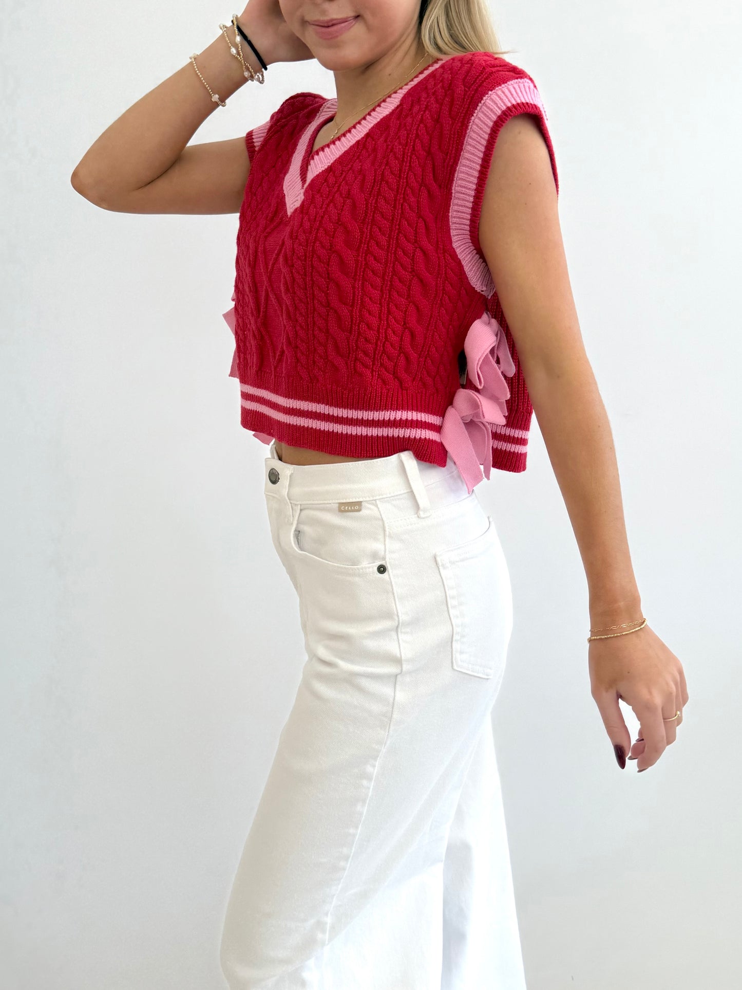 Red/Pink V Neck Vest