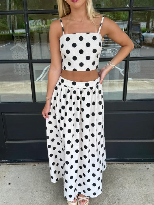 Black Polka Dot Crop Top