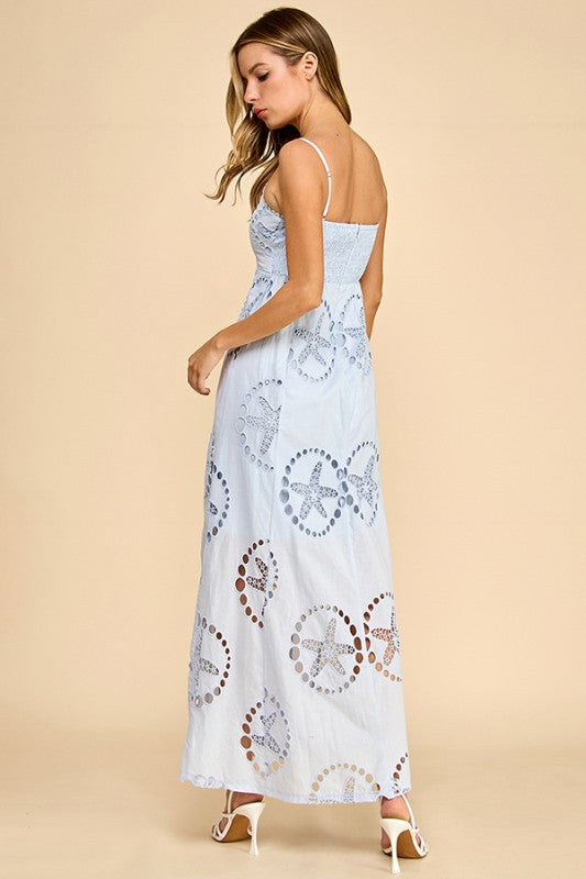 Blue Eyelet Starfish Maxi