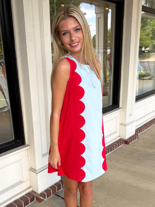 Blue Scallop Red Mini