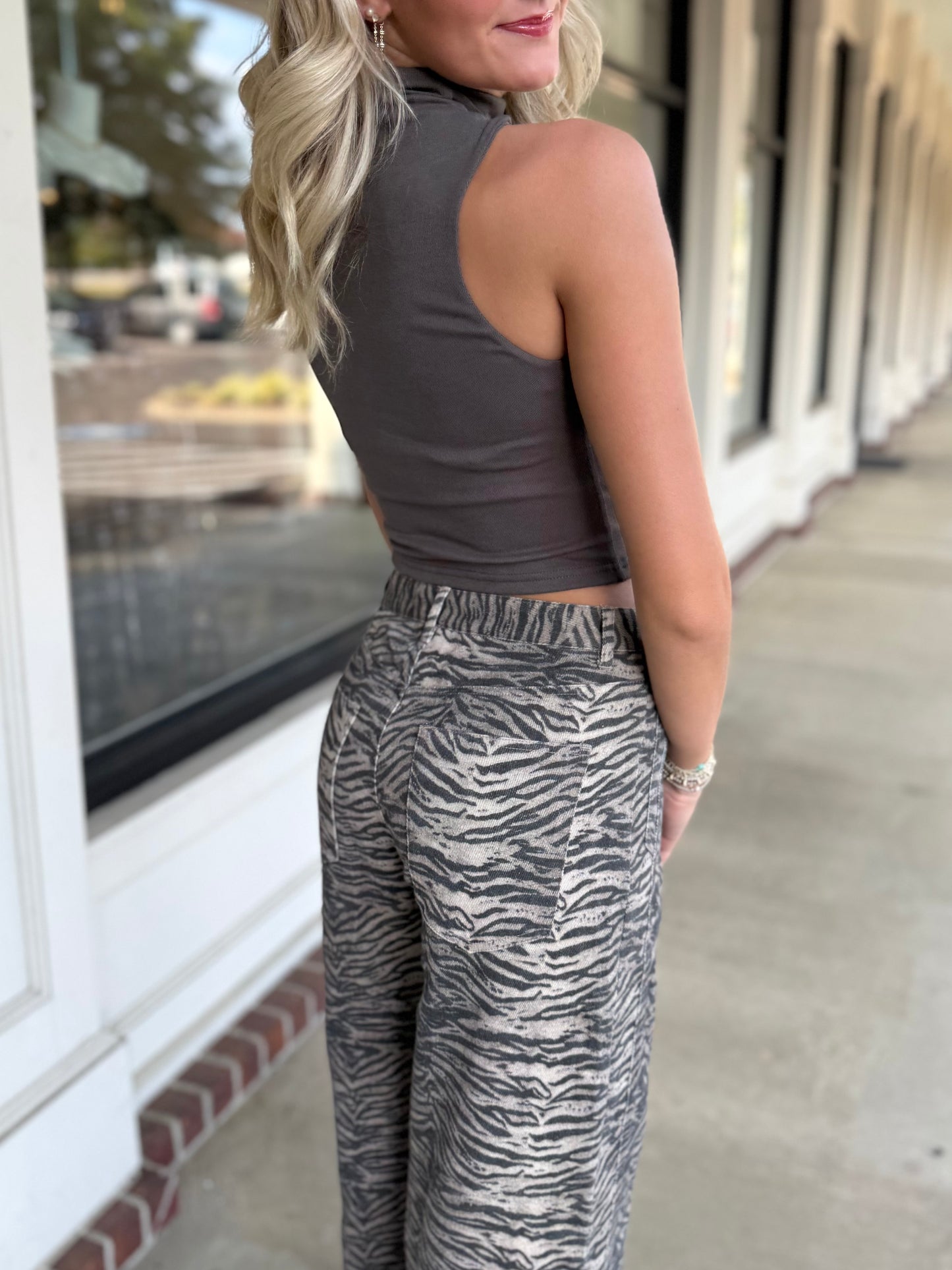 Brown Zebra Twill Pants