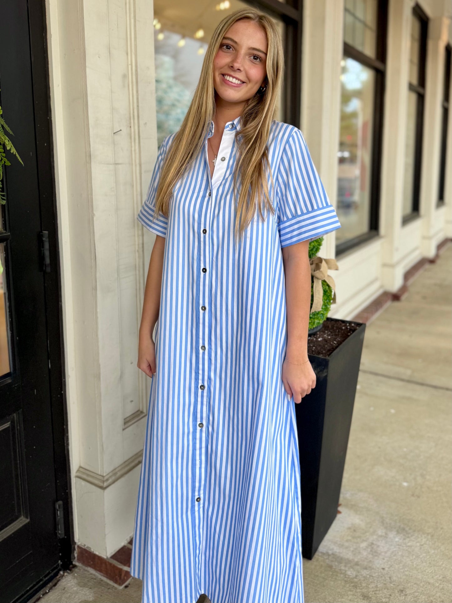 Lt Blue Stripes Down Maxi