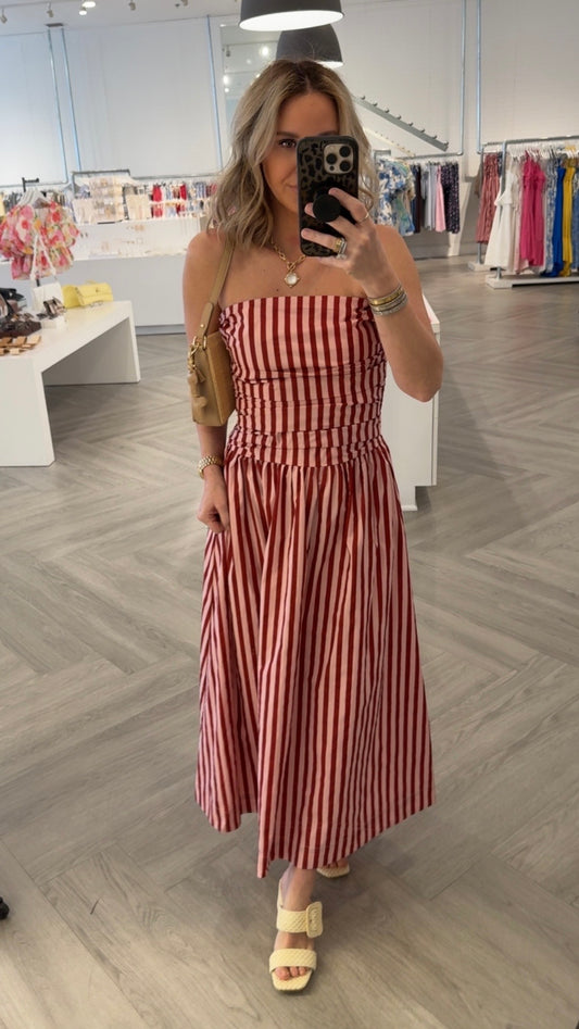 Pink/Wine Stripe Tube Maxi