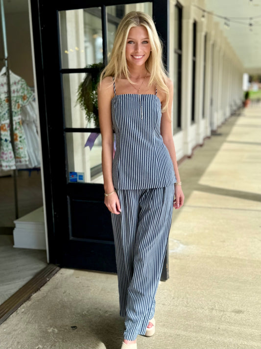 Navy Business Stripe Top