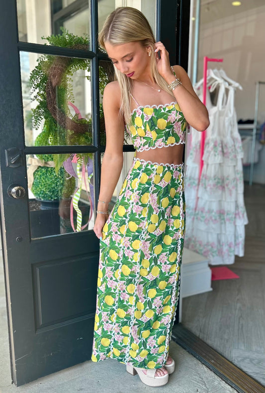 Lemon Lace Trim Skirt