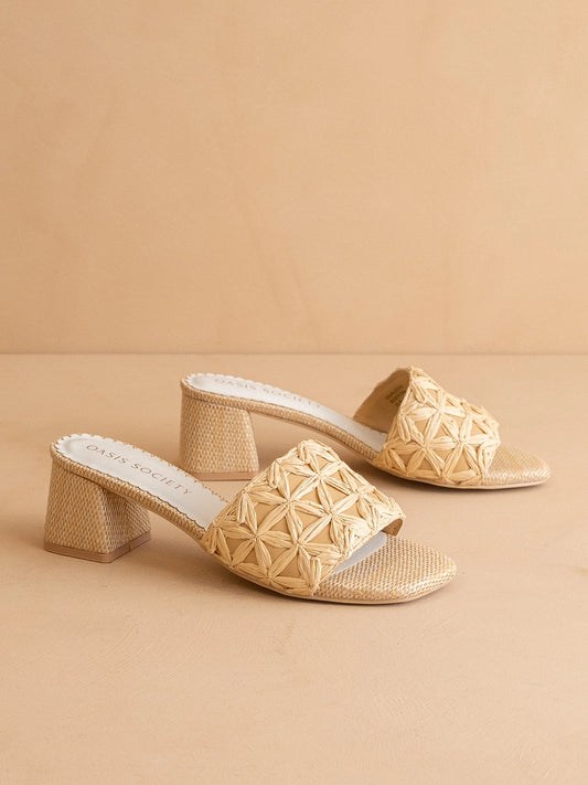 Winona Woven Rafia Block Heel