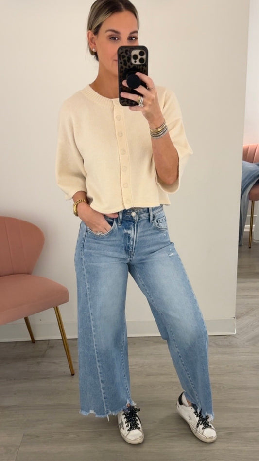 High Rise Crop Wide Jean