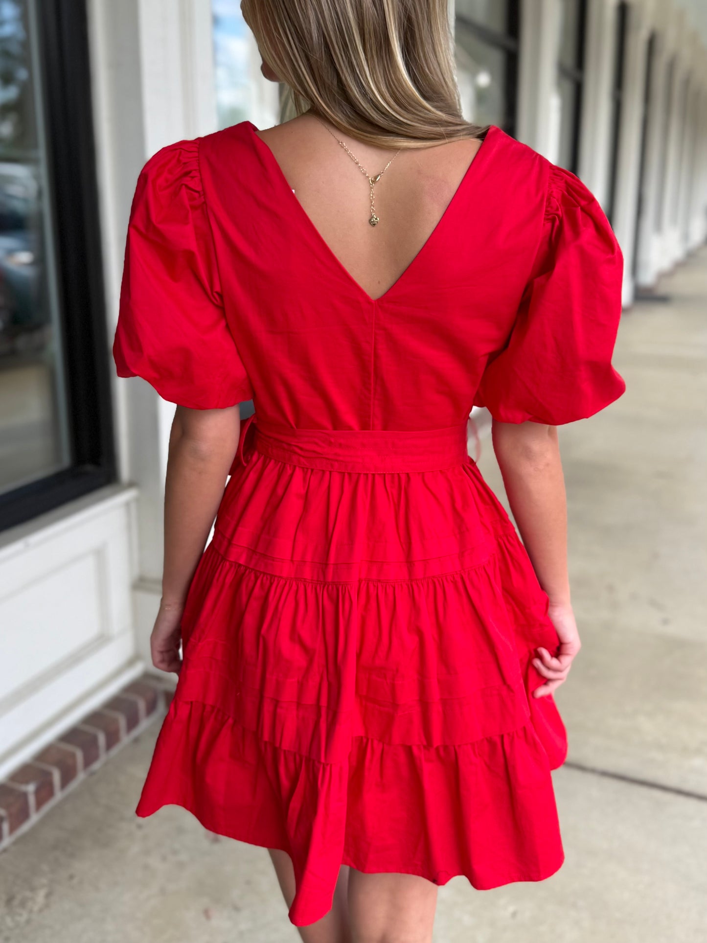Red Tie Belt Dress