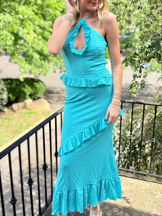 Ocean Keyhole Halter Maxi