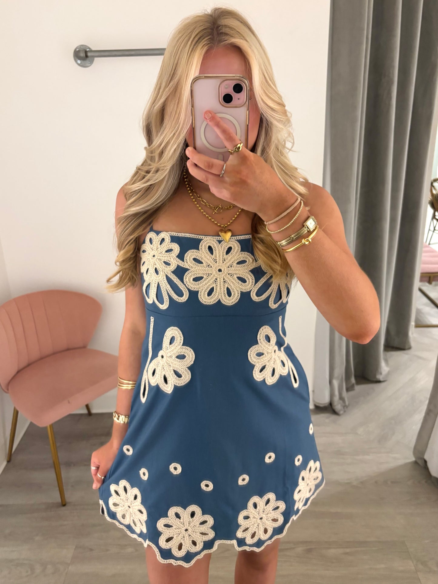 Embroidered Spagetti Strap Mini (2 colors)