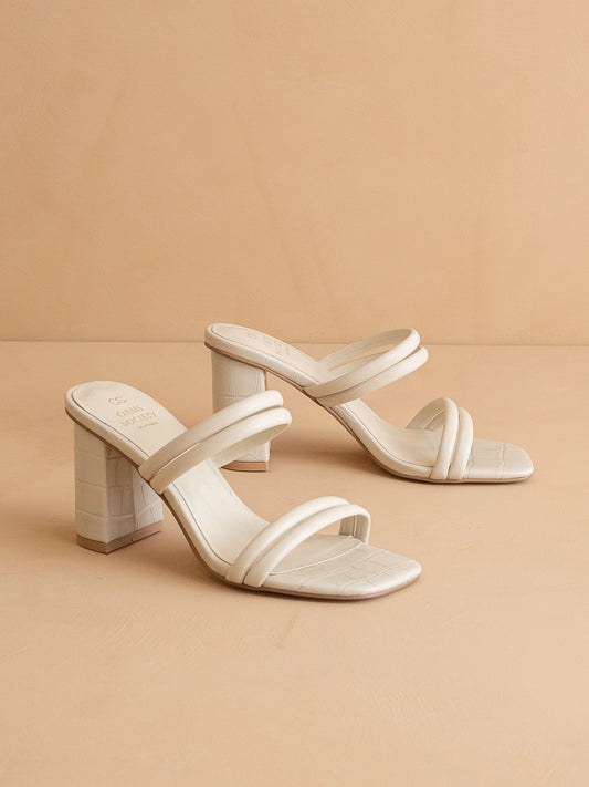 Angela Beige Alligator Block Heel