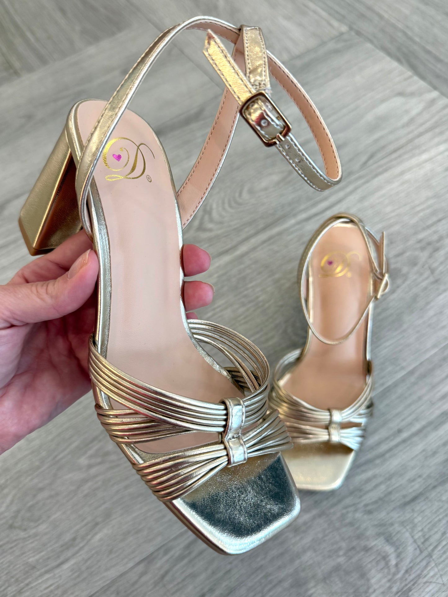 Gold Shine Strap Heel