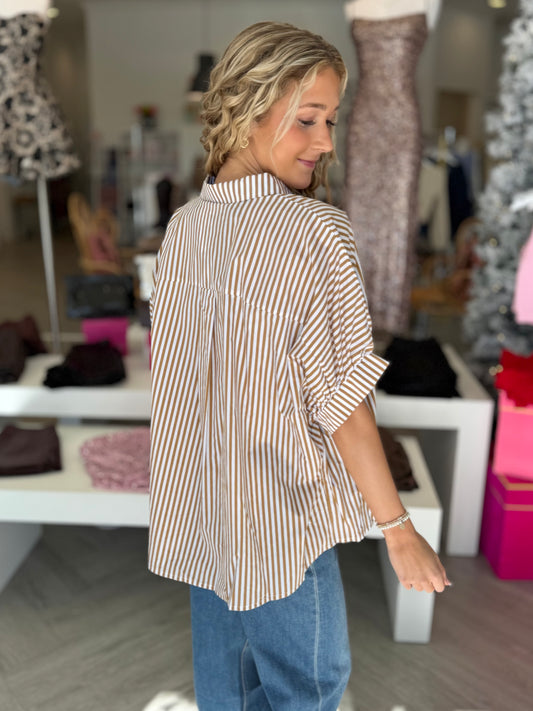 Brown Stripe Button Down
