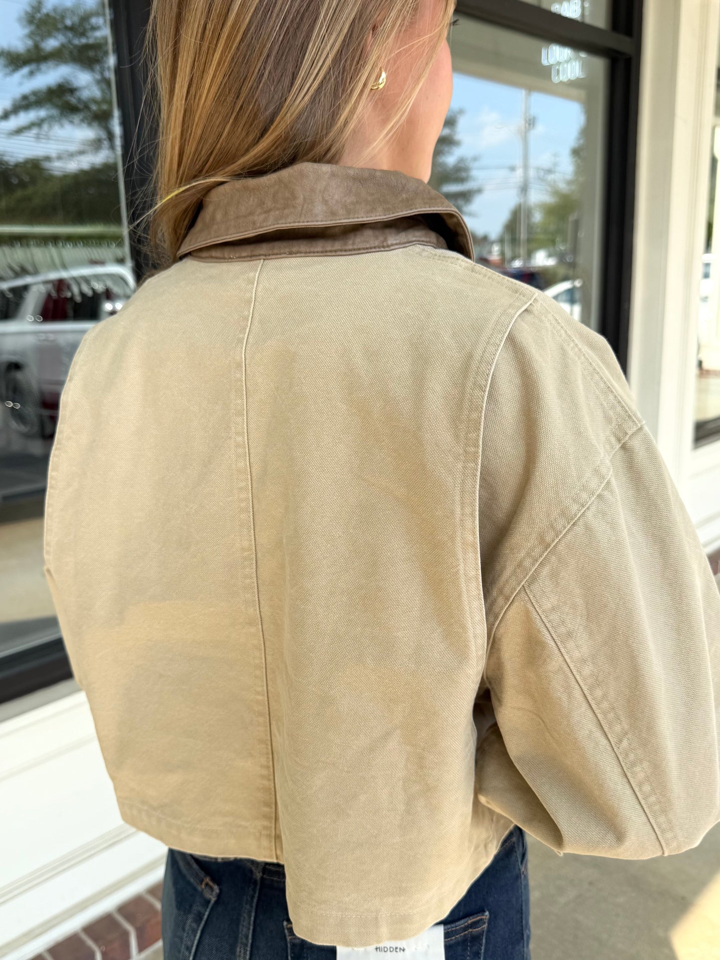 Beige Corduroy Crop Jacket