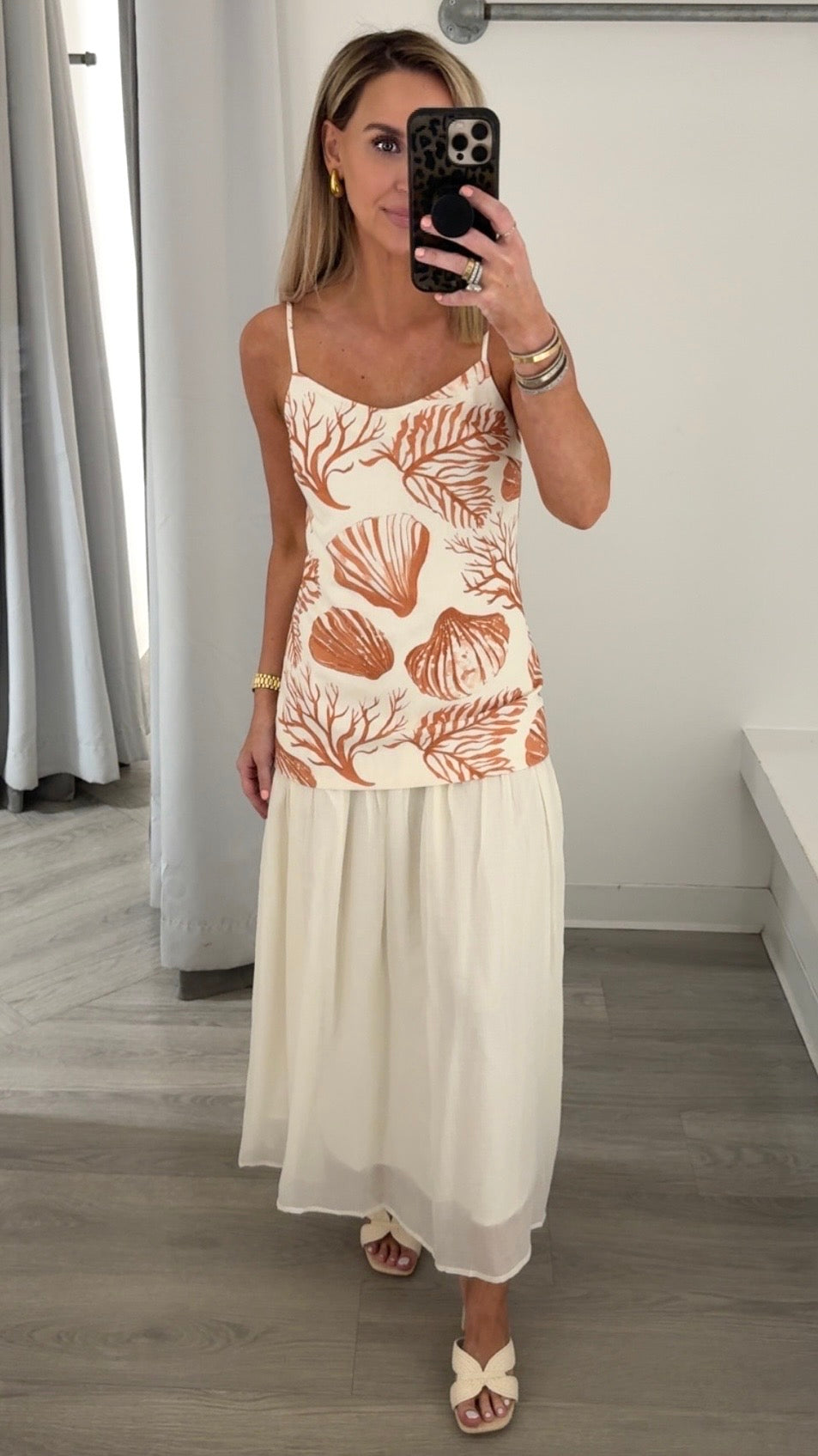 Nautical Print Spagetti Strap Midi