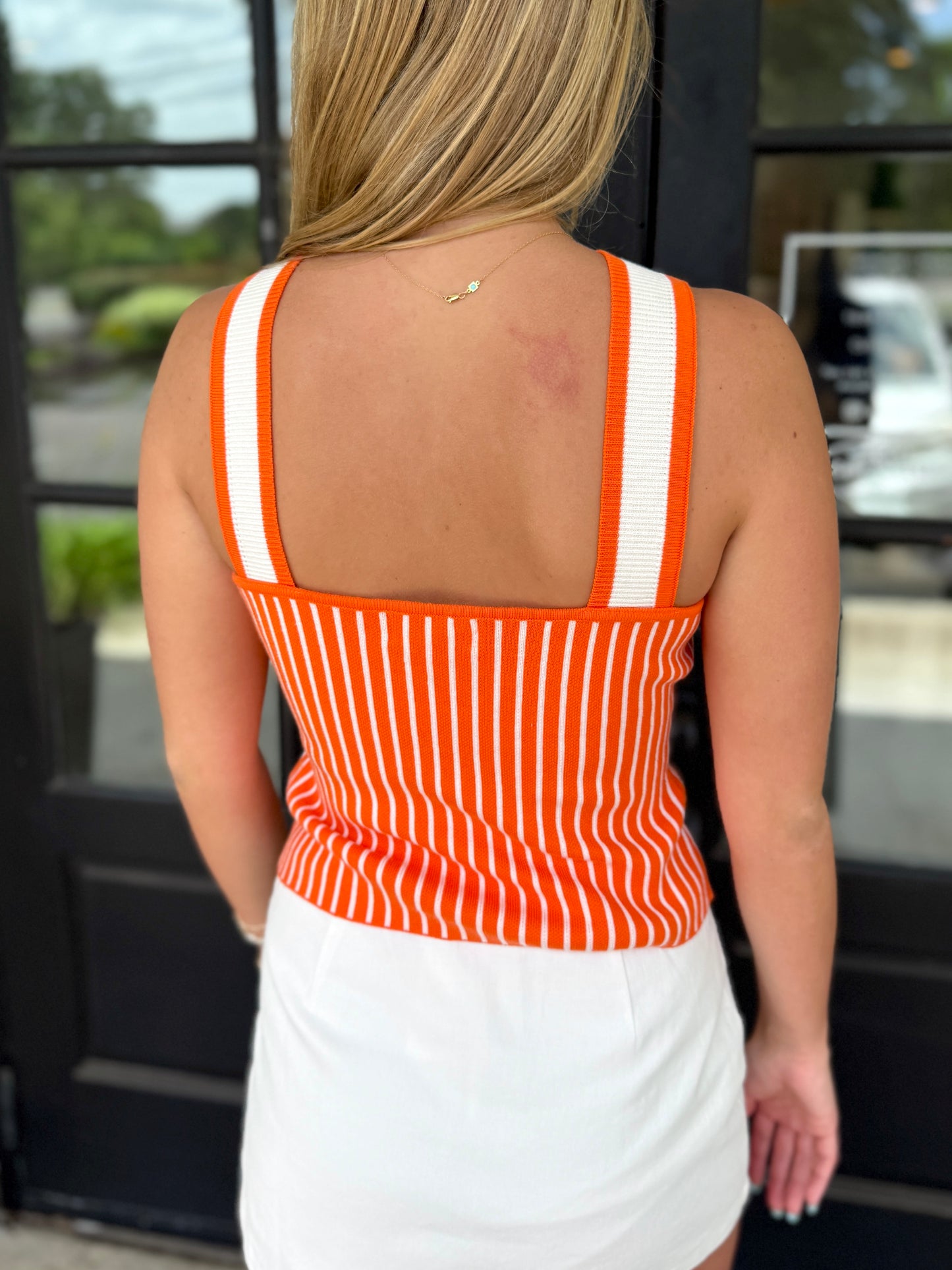 Orange X Halter Sweater Top