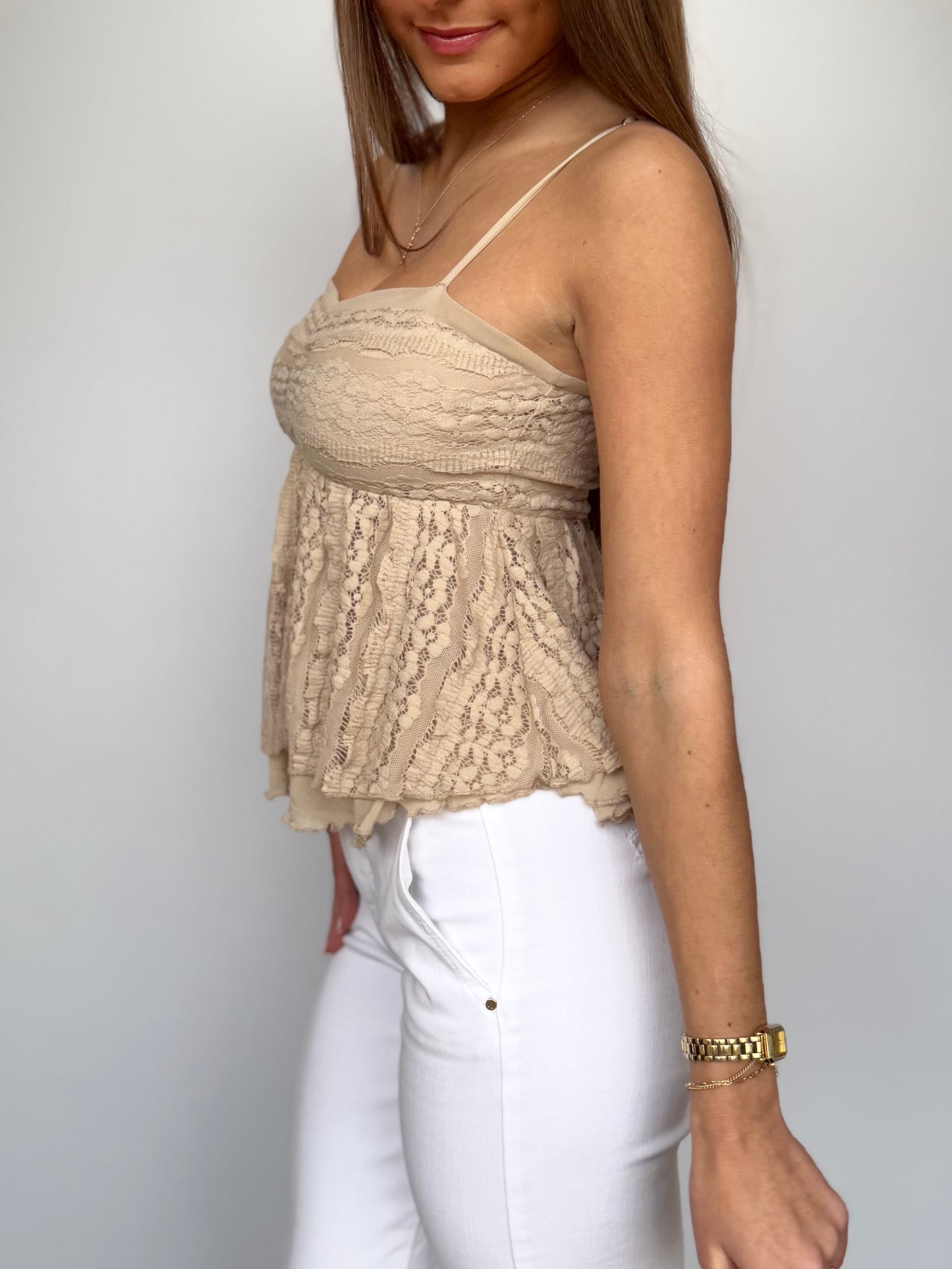 Mocha Lily Lace Boho Top