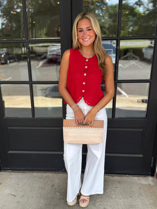 Red Crochet Sleeveless Top