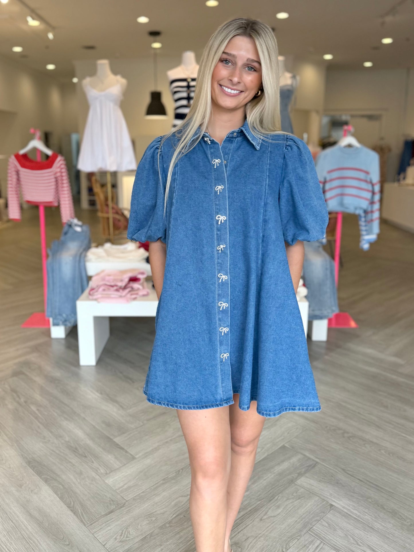 Denim Jewel Button Mini