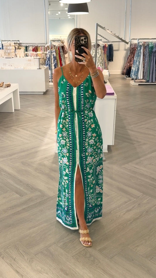 Green Navy Paisley Dress