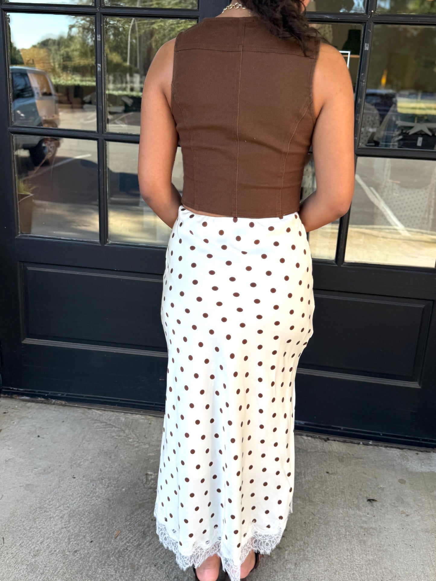 Champagne Polka Dot Lace Skirt